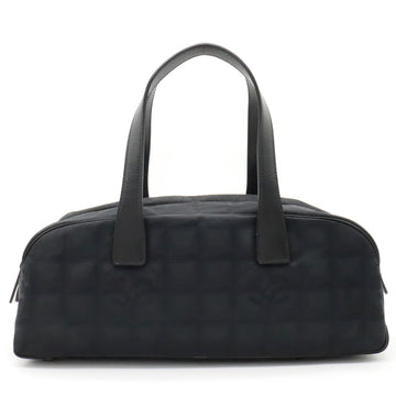 Chanel New Label Line Mini Boston Bag Nylon Jaguar Black Black A15828