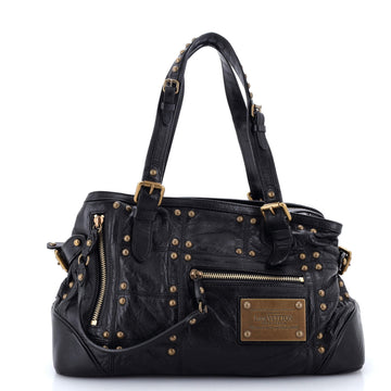 Riveting Handbag Studded Lambskin