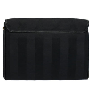 FENDI Pecan Canvas Clutch Bag Black Brown Auth ep2439