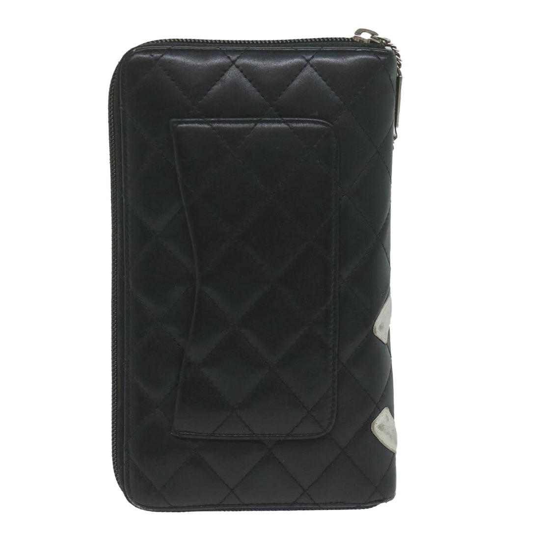 Chanel Cambon Line Long Wallet Leather Black CC Auth ep
