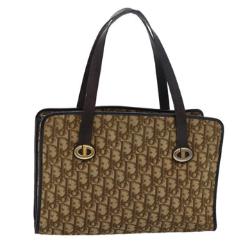 CHRISTIAN Pearl Street Bags Dior Trotter Canvas Hand Bag Brown Auth ep4751
