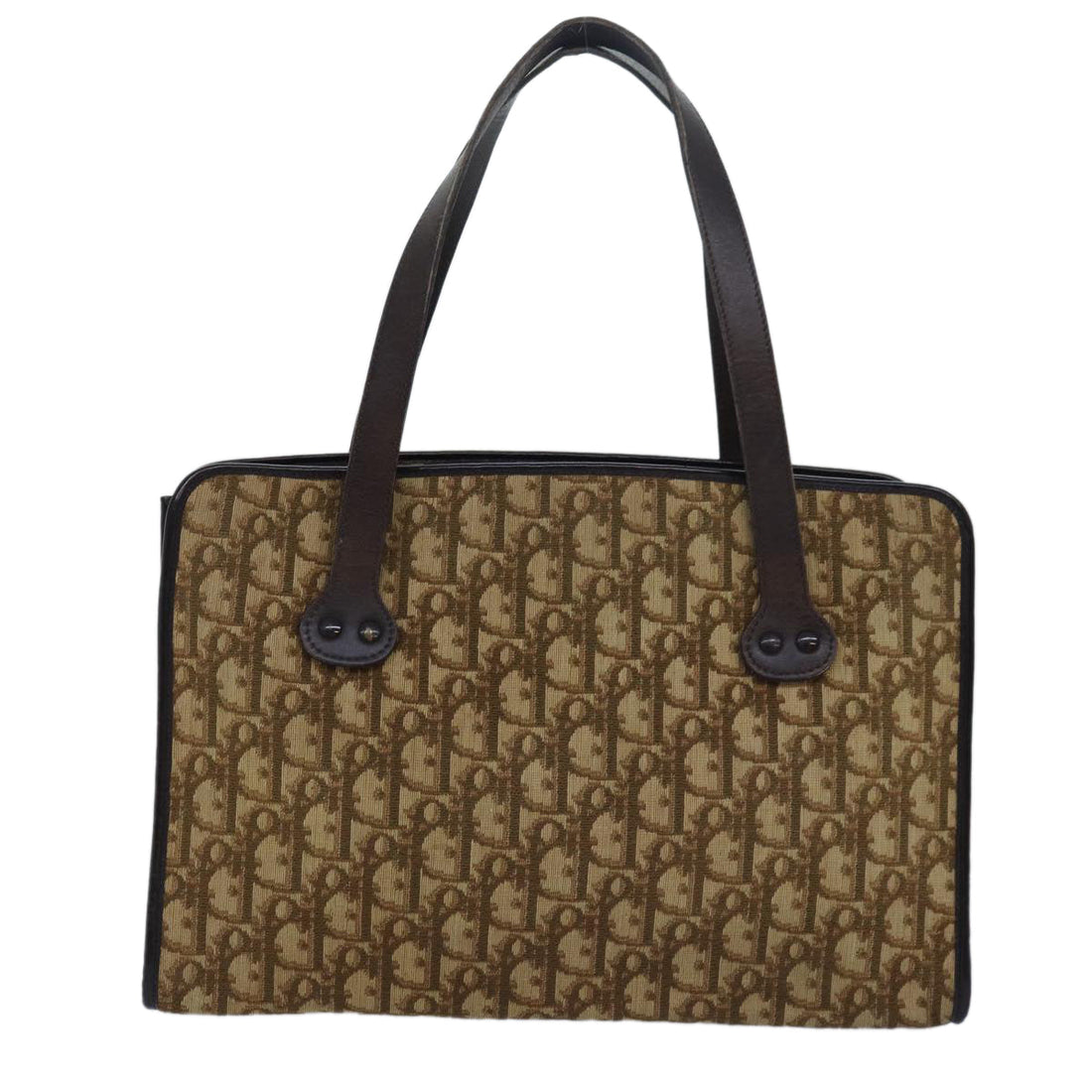 CHRISTIAN Pearl Street Bags Dior Trotter Canvas Hand Bag Brown Auth ep4751