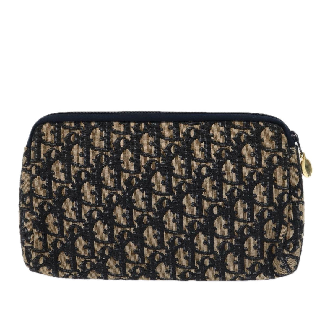 CHRISTIAN Pearl Street Bags Dior Trotter Canvas Clutch Bag Navy Auth ep4801