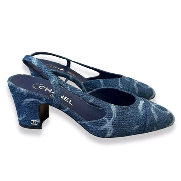 CHANEL BLUE DENIM SLINGBACK