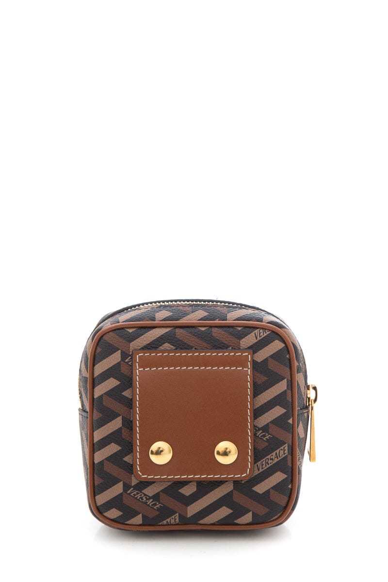 Versace Brown La Greca Monogram Wallet