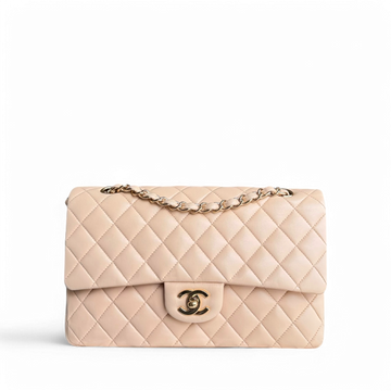 Chanel Classic Flap Medium - 25CM Quilted Lambskin Beige Gold Hardware Series 13