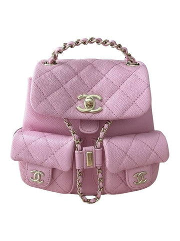 Grained Shiny CalBNkin Backpack Pink Chanel