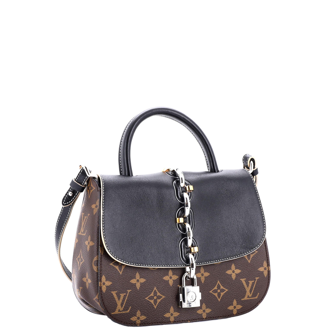 Chain It Handbag Monogram Canvas with Leather PM