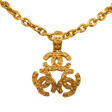 Chanel  Triple Motif Necklace Gold Plated Ladies