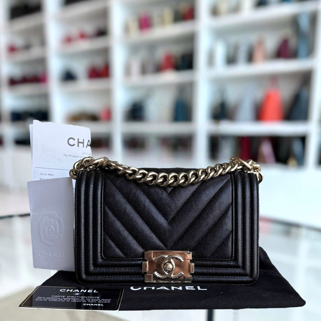 Chanel Boy Small - Togo/epsom/caviar/clemence/callfskin/cowhide/lambskin 20CM Chevron Black Gold Hardware Series 27