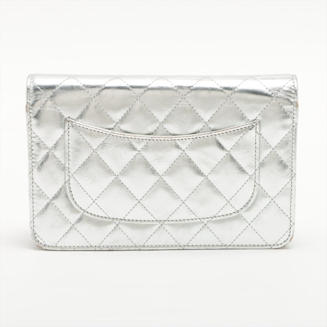 Top Quality Chanel 2.55 Leather Chain Wallet Silver Silver