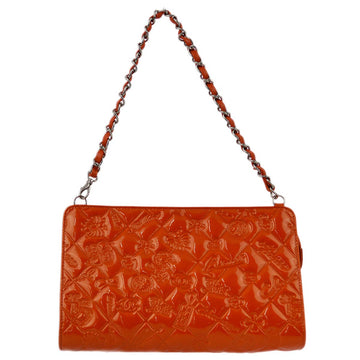 Chanel Orange  Leather Icon Chain Handbag