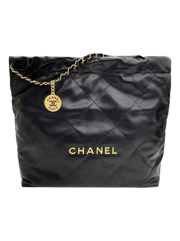 Medium Shoulder Bag Shiny CalBNkin Gold Black Chanel