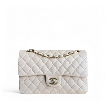 Chanel Classic Flap Medium - 25CM Quilted Lambskin Beige Gold Hardware Series 17