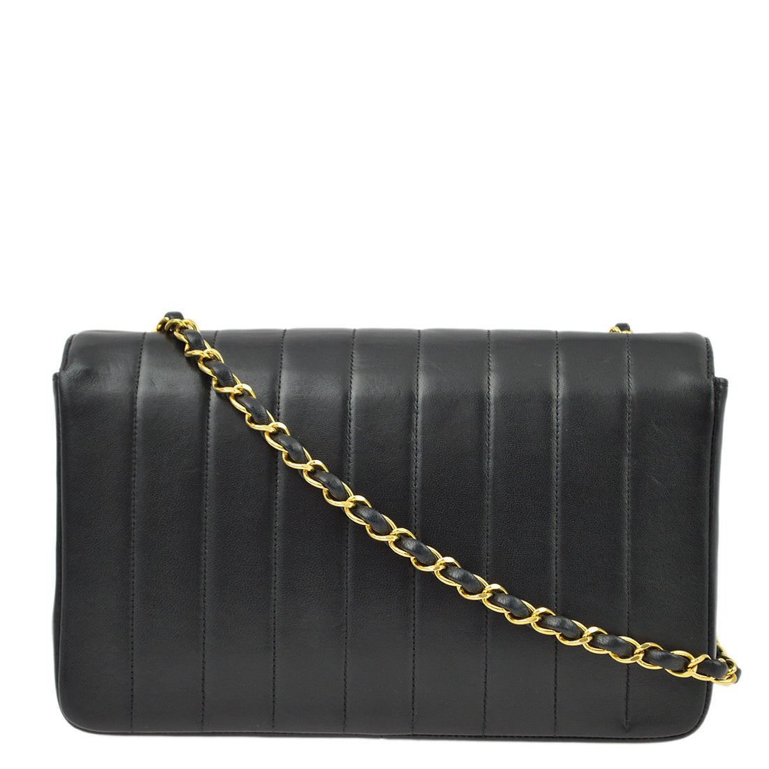 Chanel Black Lambskin Mademoiselle Straight Flap Shoulder Bag