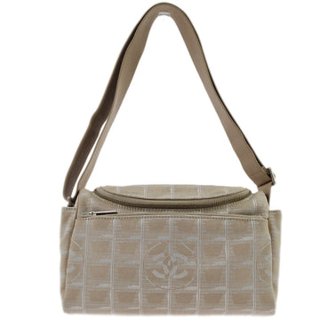 Chanel Beige Jacquard Nylon Travel Line Shoulder Bag