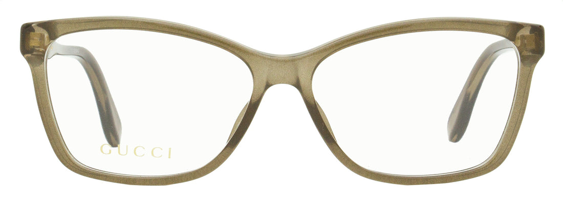 Gucci Women's Rectangular Eyeglasses GG0792O 005 Transparent Brown 55mm