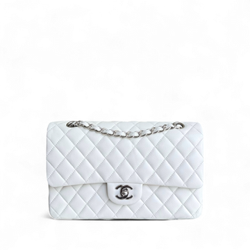 Chanel Classic Flap Medium - Togo/epsom/caviar/clemence/callfskin/cowhide/lambskin 25CM Quilted White Silver Hardware Series 18