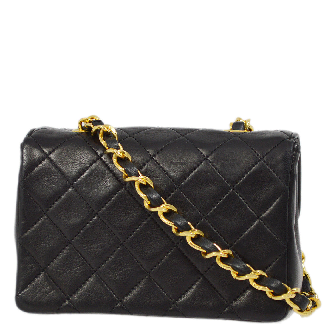 Chanel Black Lambskin Straight Flap Chain Shoulder Bag