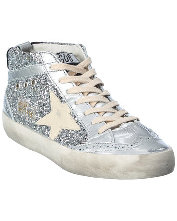 Golden Goose Midstar Glitter & Leather Sneaker