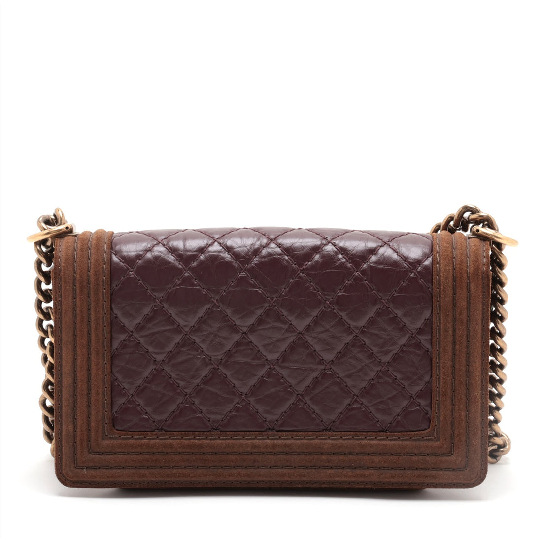 Chanel Boy  Chanel Leather X Chain Shoulder Bag Bordeaux X Brown G  18th
