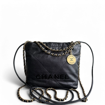 Chanel C22 Mini 22 Bag - Togo/epsom/caviar/clemence/callfskin/cowhide/lambskin Quilted CalBNkin Crossbody Bag Gold Hardware Microchip