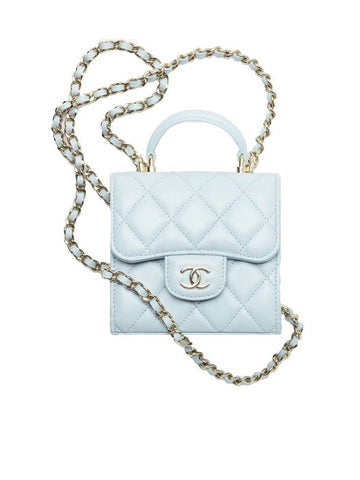 Gold Hardware Lambskin Chain Mini Bag  Blue Chanel