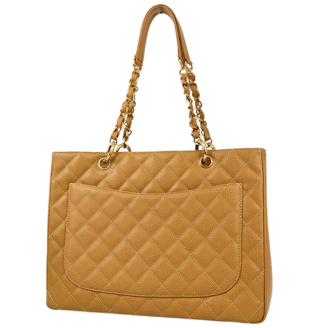 Chanel 2003-2004 Beige Caviar Grand Shopping Tote GST Chain Handbag