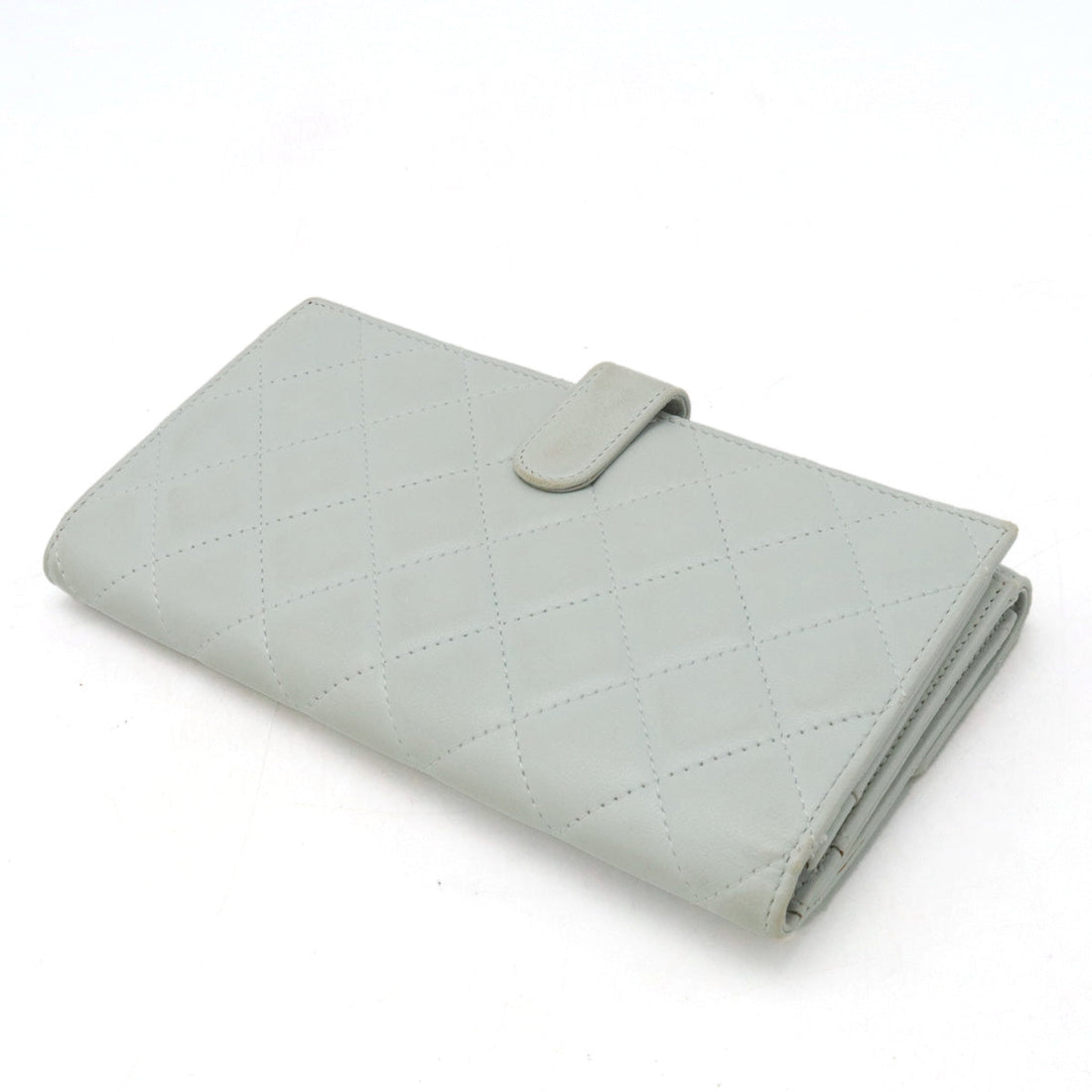 Chanel MATRACE COCOno mark W HOCK DUPLE HOCK Long Wallet Leather White Gray Silver  A48983