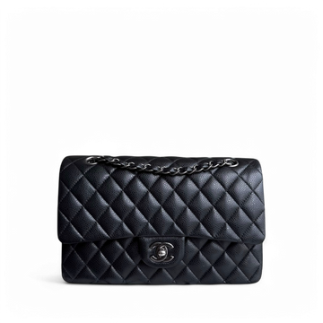 Chanel Classic Flap Medium - Togo/epsom/caviar/clemence/callfskin/cowhide/lambskin 25CM Quilted Black Ruthenium Silver Hardware Series 21