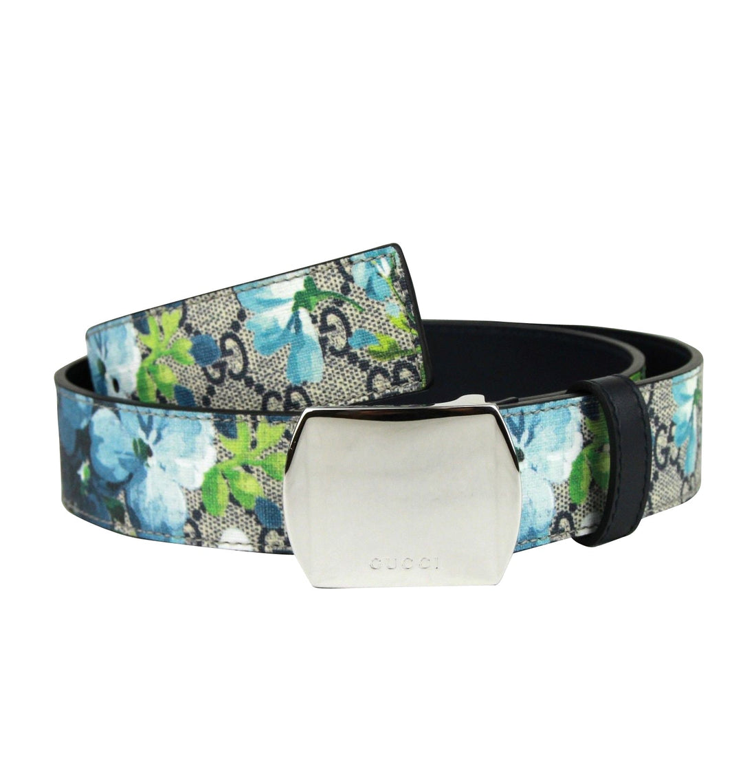 Gucci Unisex  Buckle GG Supreme Coated Canvas Belt With Box