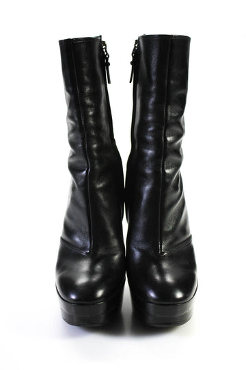 Louis Vuitton Womens Zip Up High Heel Black Leather Platform Boots
