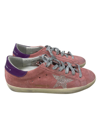 Super Star Silver Lace Up Sneakers In Pink