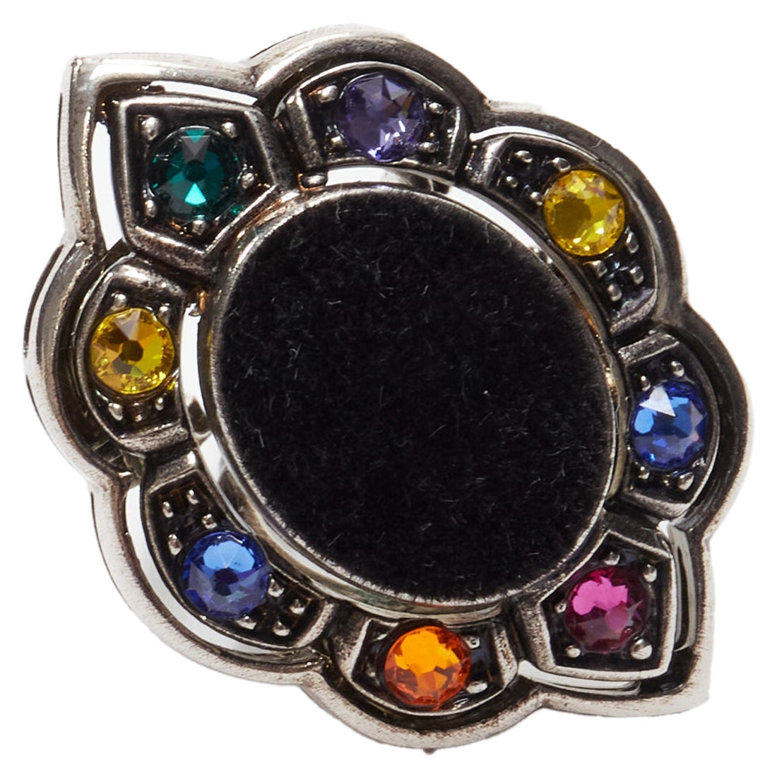 Gucci Alessandro Michele velvet colorful crystals oversized cocktail ring
