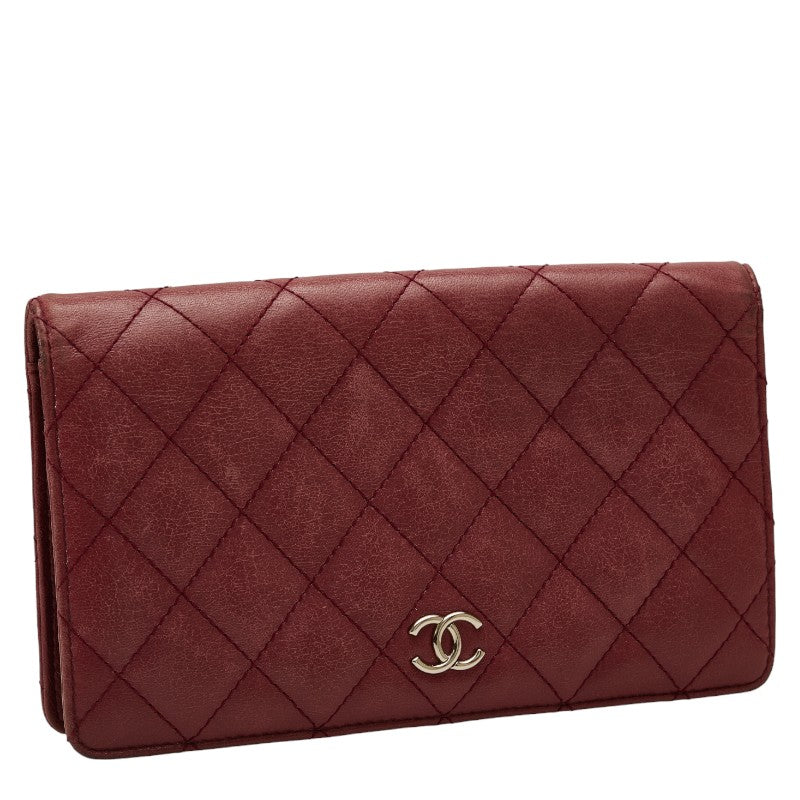 Chanel Matrace Cocono mark Long Wallet Two Foldable Wallet Pink Leather Lady Chanel