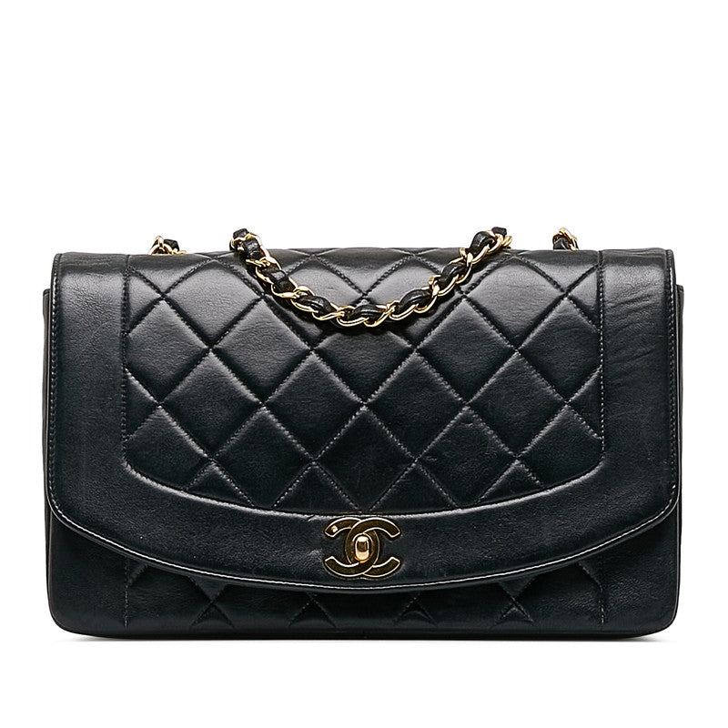 Chanel Matrases Cocono mark Diana 25 Chain houlder Bag Black Leather  Chanel
