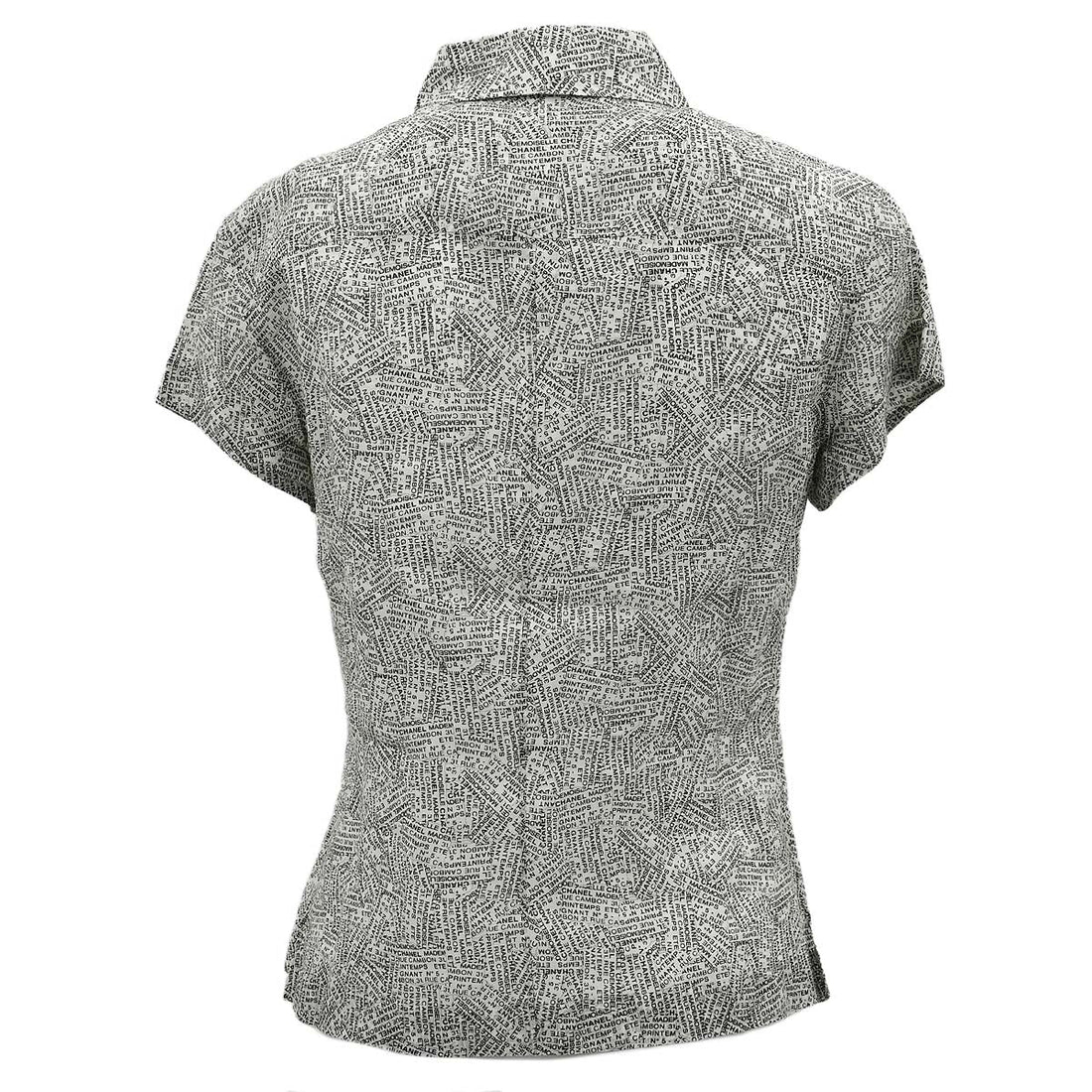 Chanel Short Sleeve Shirt White Black 99P #36