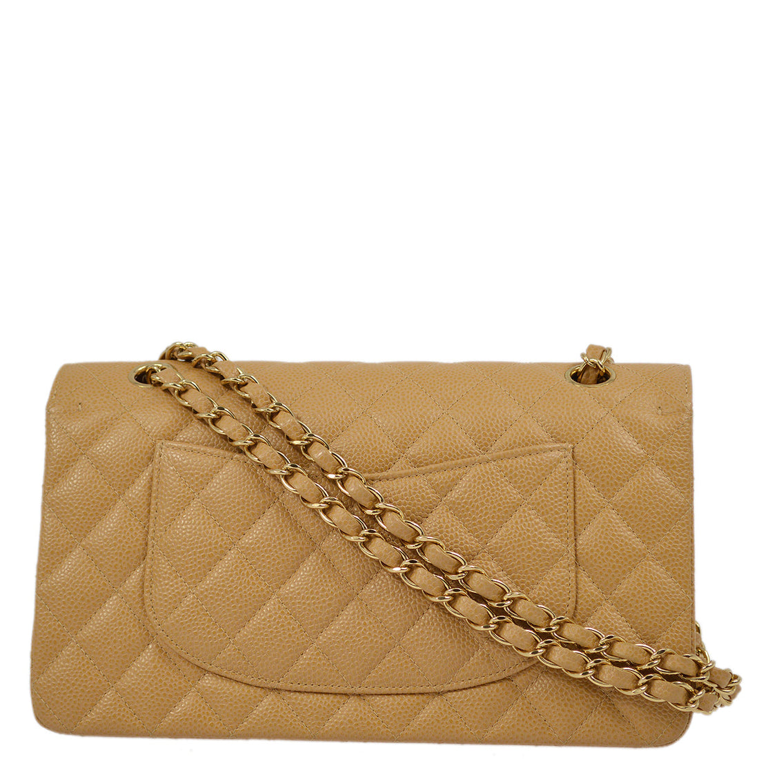 Chanel Beige Caviar Medium Classic Double Flap Shoulder Bag