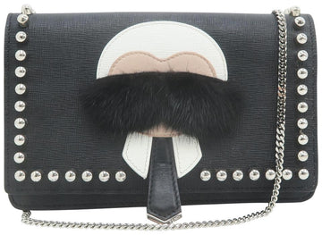Fendi Wallet on Chain Karlito Black CalBNkin Cross Body Bag