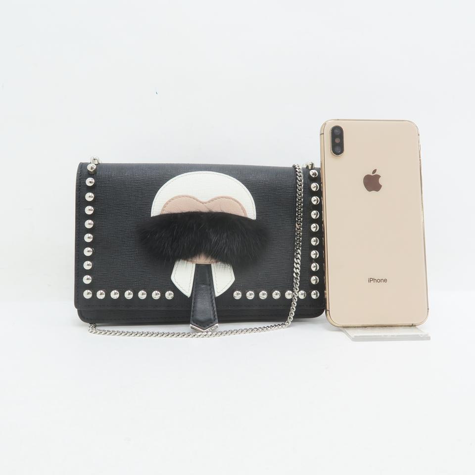 Fendi Wallet on Chain Karlito Black CalBNkin Cross Body Bag