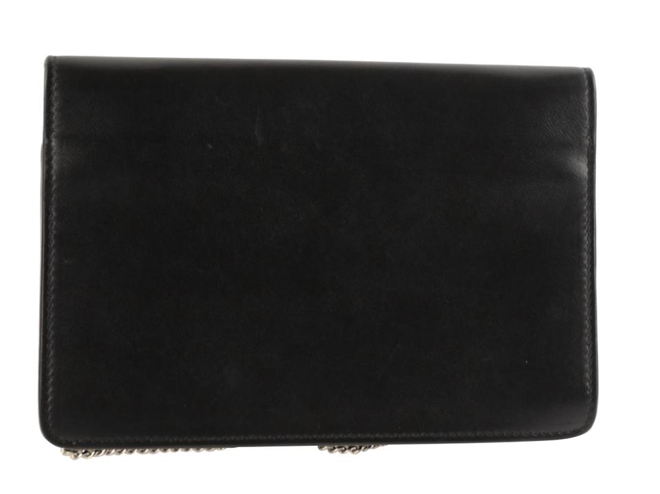 Fendi Wallet on Chain Monster Black CalBNkin Leather Cross Body Bag