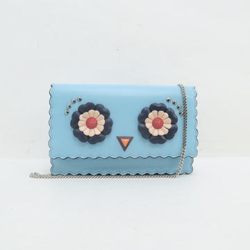 Fendi Wallet on Chain Monster Blue CalBNkin Leather Shoulder Bag