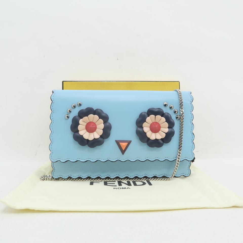 Fendi Wallet on Chain Monster Blue CalBNkin Leather Shoulder Bag
