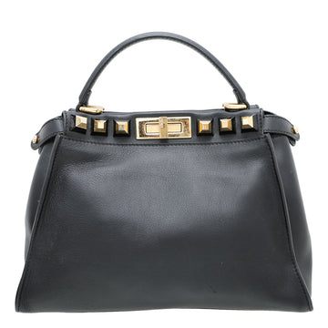 Fendi Black Peekaboo Gold Edition Studs Bag