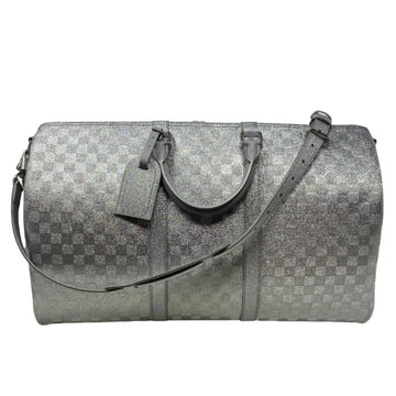 Damier Leather Keepall 50 Bandoulire In Silver