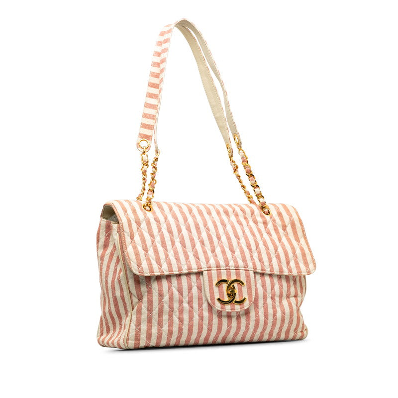 Top Quality Chanel Decamatrace trip Cocomark Chain Shoulder Bag Pink White Cotton Lady Top Quality Chanel [More]
