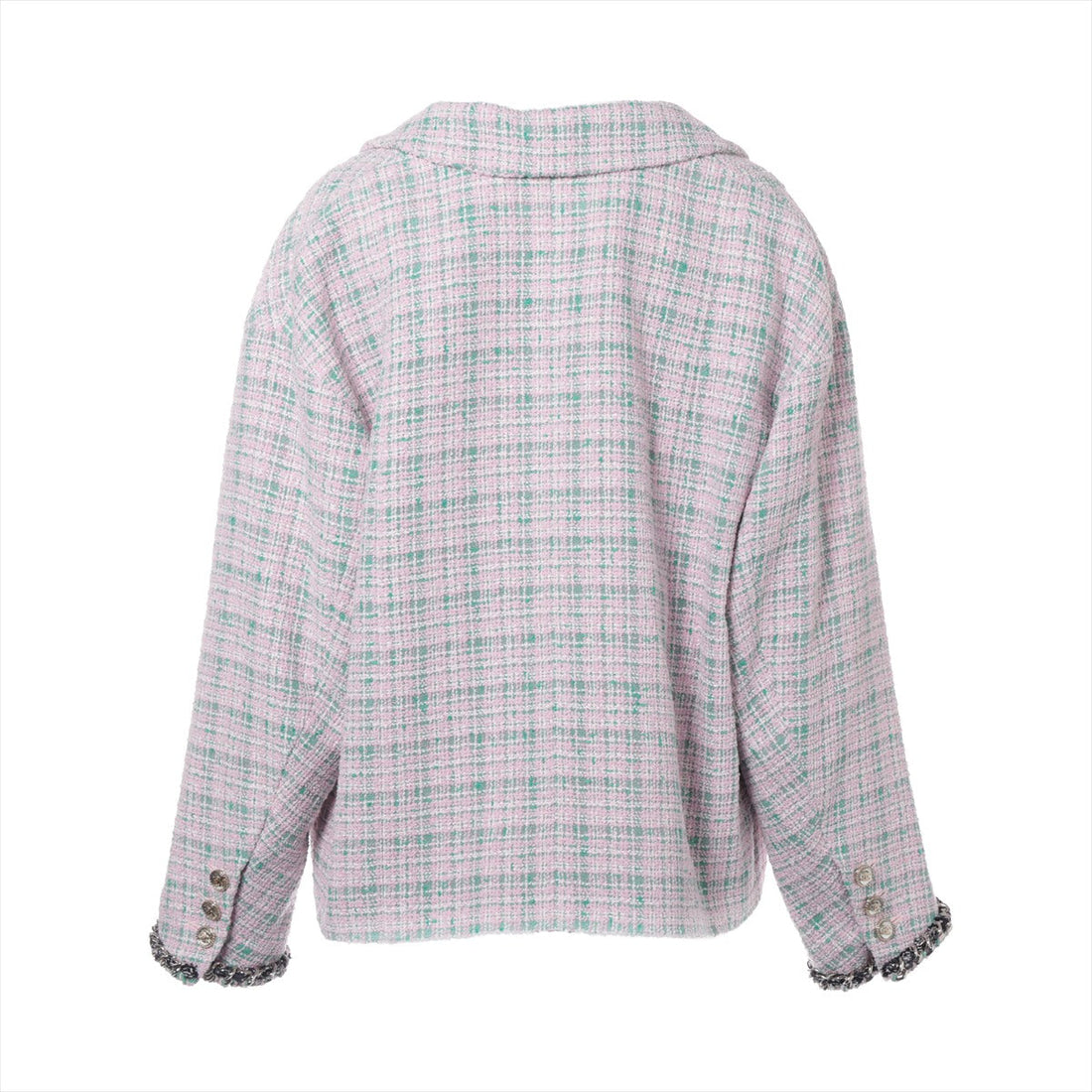 Chanel Coconut Button 21S CottonPolyester Jacket 44  Pink×Green P70531 Twid Chaintree
