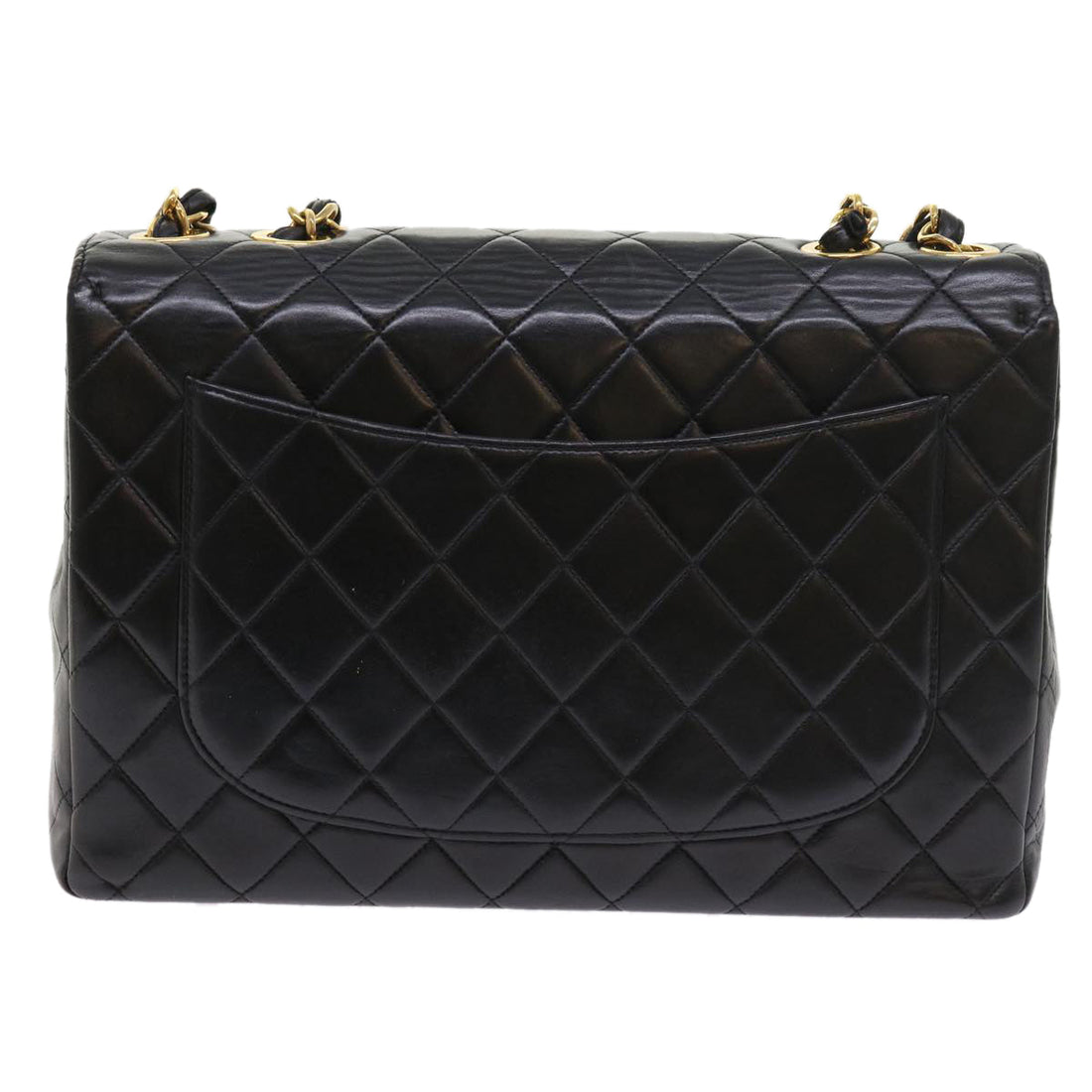 Chanel Big Matelasse Chain Shoulder Bag Leather Black CC Auth fm