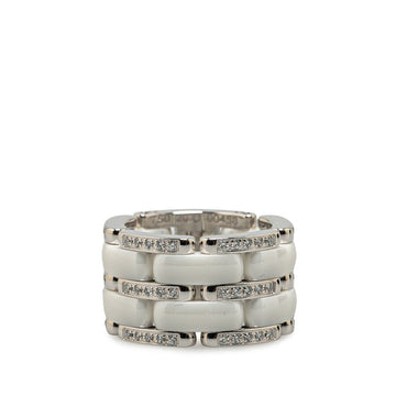 Chanel White Gold Ceramic Ring #49