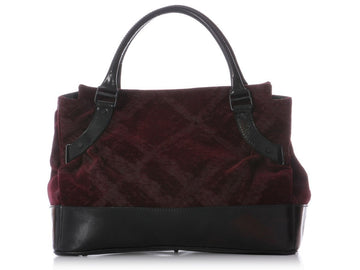 Burbe**y Burgundy Velvet Tote